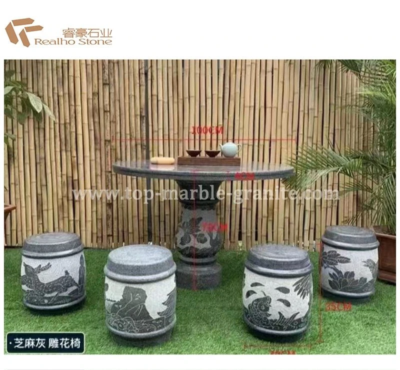 outdoor stone table and chairs