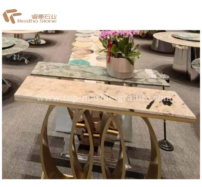 Luxury stone table top with metal foot Luxury stone table top with metal foot