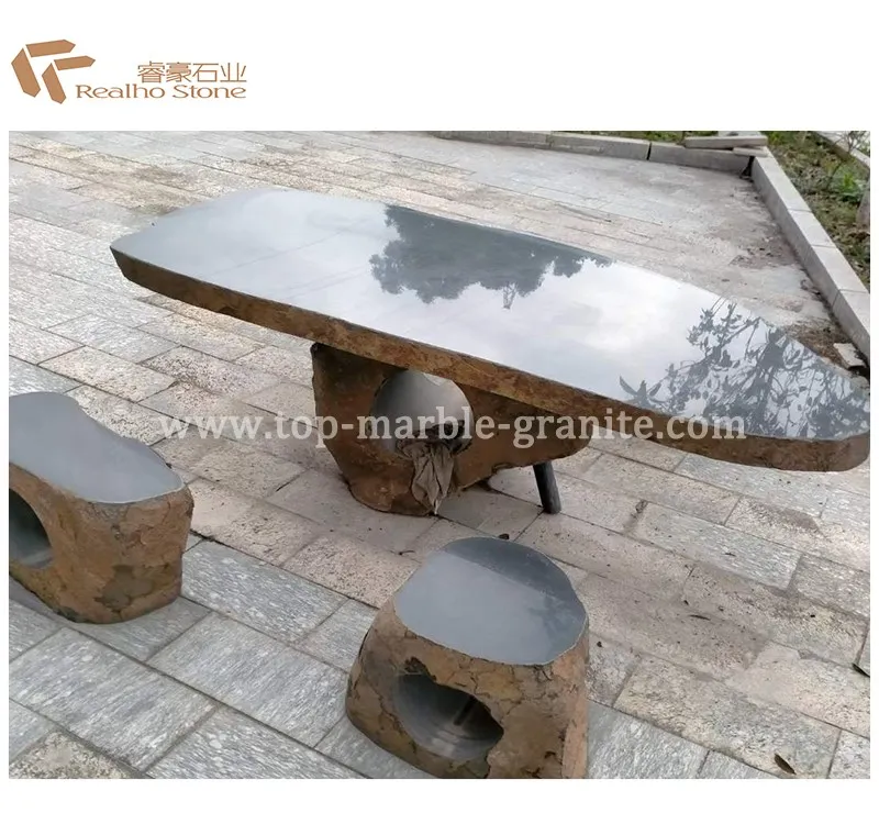 Natural stone table and charis for outdoor Natural stone table and charis for outdoor