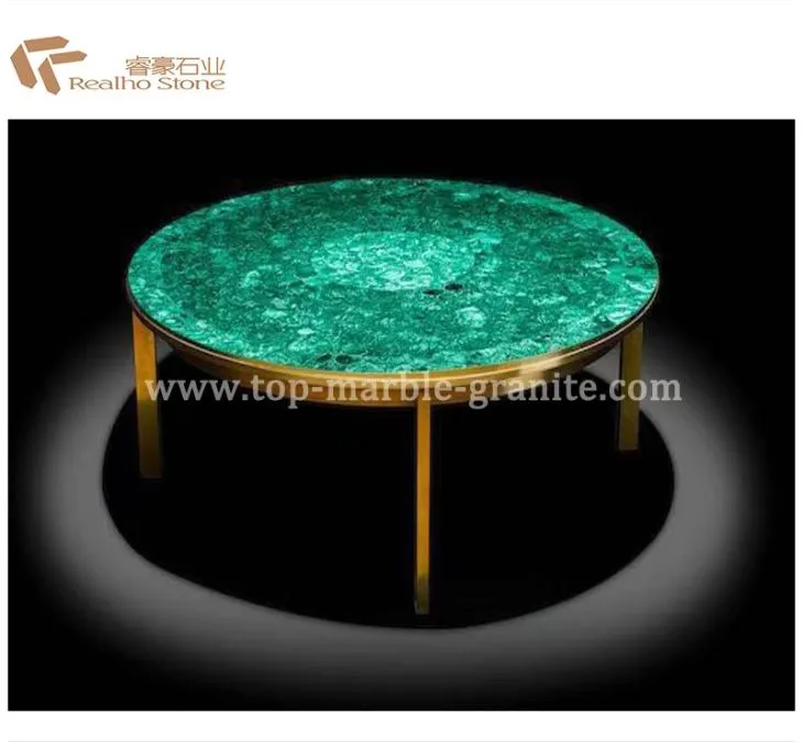 Green agate coffee table