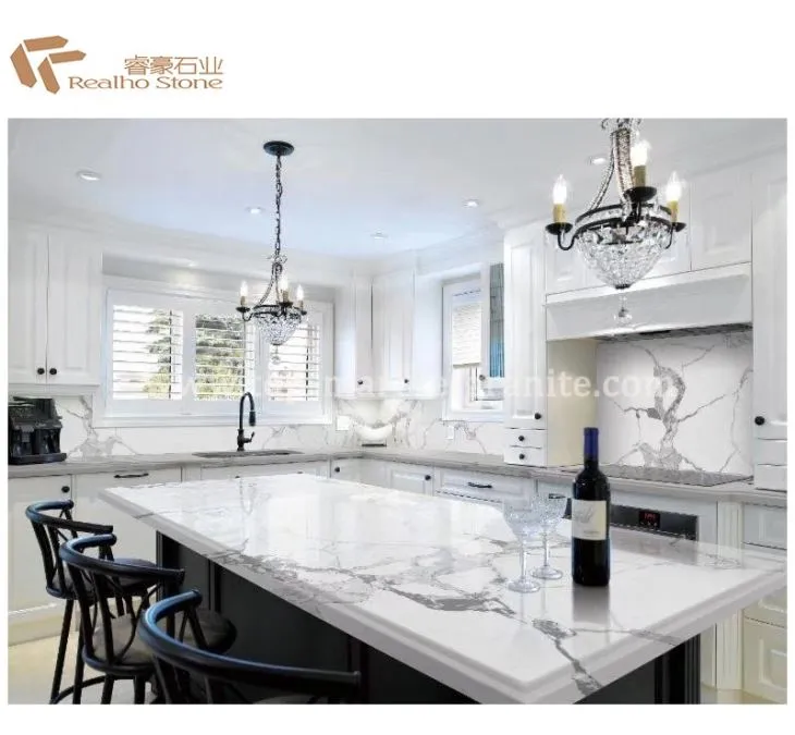Calacatta White Quartz Kitchen Islandtop