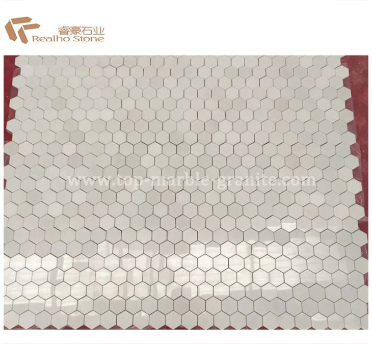 Hexagonal Tiles Sheet Pure White Jade Mosaic