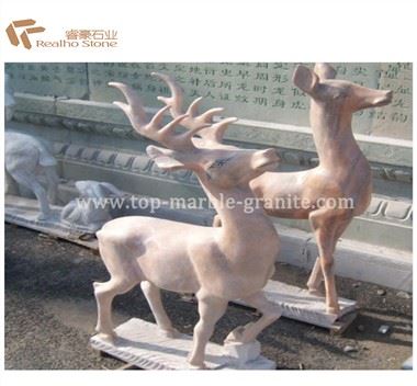 گوزن طبیعی سنگ مجسمه حیوانات برای دکور خانه باغ